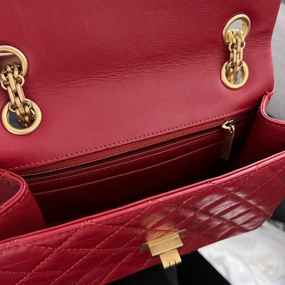 Authentic Chanel 2.55 mini aged calfskin in Red - Picture 5 of 9